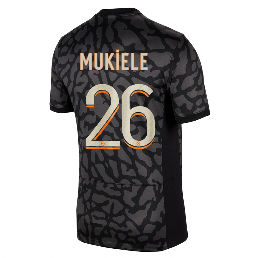 Kinder Fußball Nordi Mukiele #26 Schwarz Ausweichtrikot Trikot 2023/24 T-Shirt Luxemburg