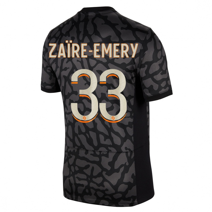 Kinder Fußball Warren Zaire Emery #33 Schwarz Ausweichtrikot Trikot 2023/24 T-Shirt Luxemburg