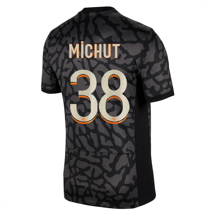 Kinder Fußball Edouard Michut #38 Schwarz Ausweichtrikot Trikot 2023/24 T-Shirt Luxemburg