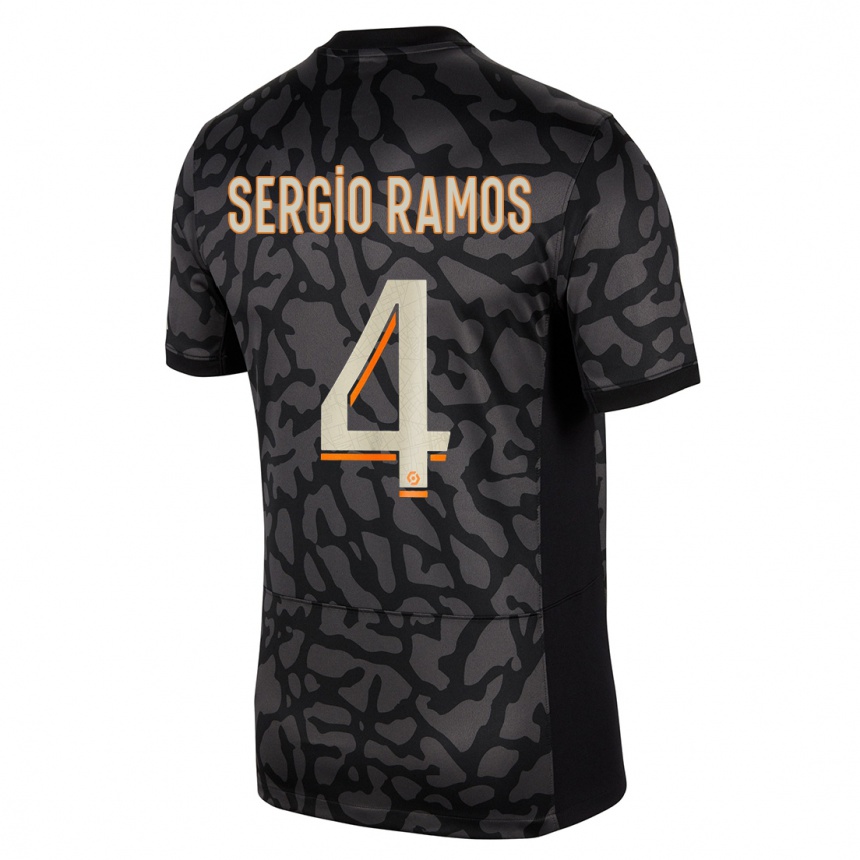 Kinder Fußball Sergio Ramos #4 Schwarz Ausweichtrikot Trikot 2023/24 T-Shirt Luxemburg