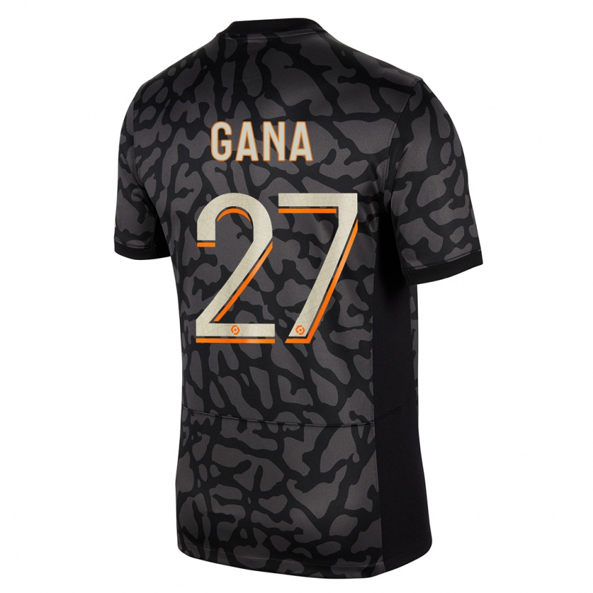 Kinder Fußball Idrissa Gana Gueye #27 Schwarz Ausweichtrikot Trikot 2023/24 T-Shirt Luxemburg