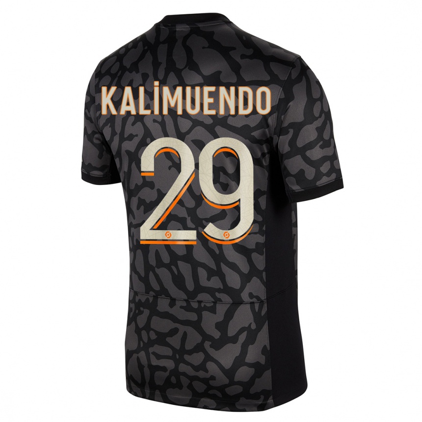 Kinder Fußball Arnaud Kalimuendo #29 Schwarz Ausweichtrikot Trikot 2023/24 T-Shirt Luxemburg