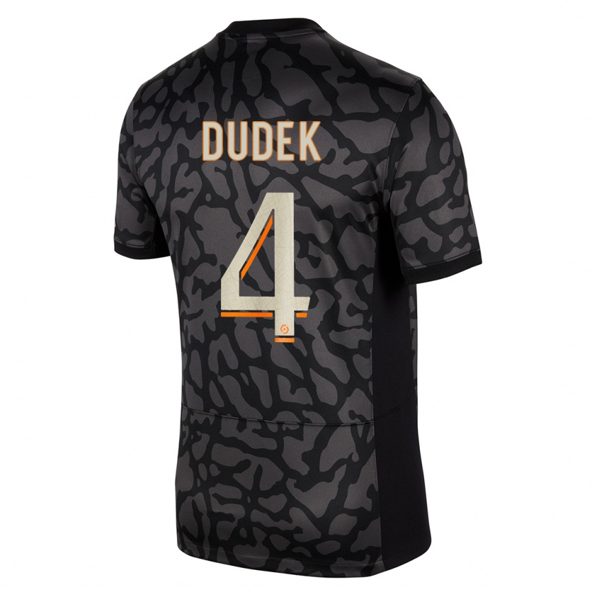 Kinder Fußball Paulina Dudek #4 Schwarz Ausweichtrikot Trikot 2023/24 T-Shirt Luxemburg