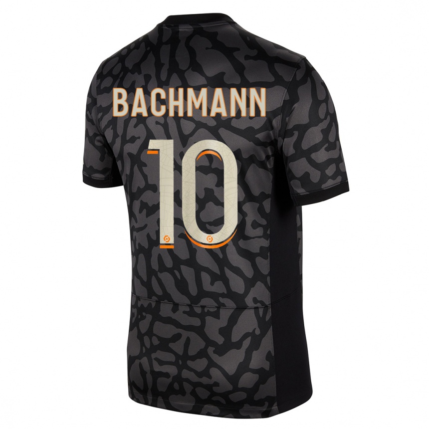 Kinder Fußball Ramona Bachmann #10 Schwarz Ausweichtrikot Trikot 2023/24 T-Shirt Luxemburg