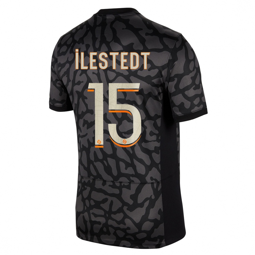 Kinder Fußball Amanda Ilestedt #15 Schwarz Ausweichtrikot Trikot 2023/24 T-Shirt Luxemburg