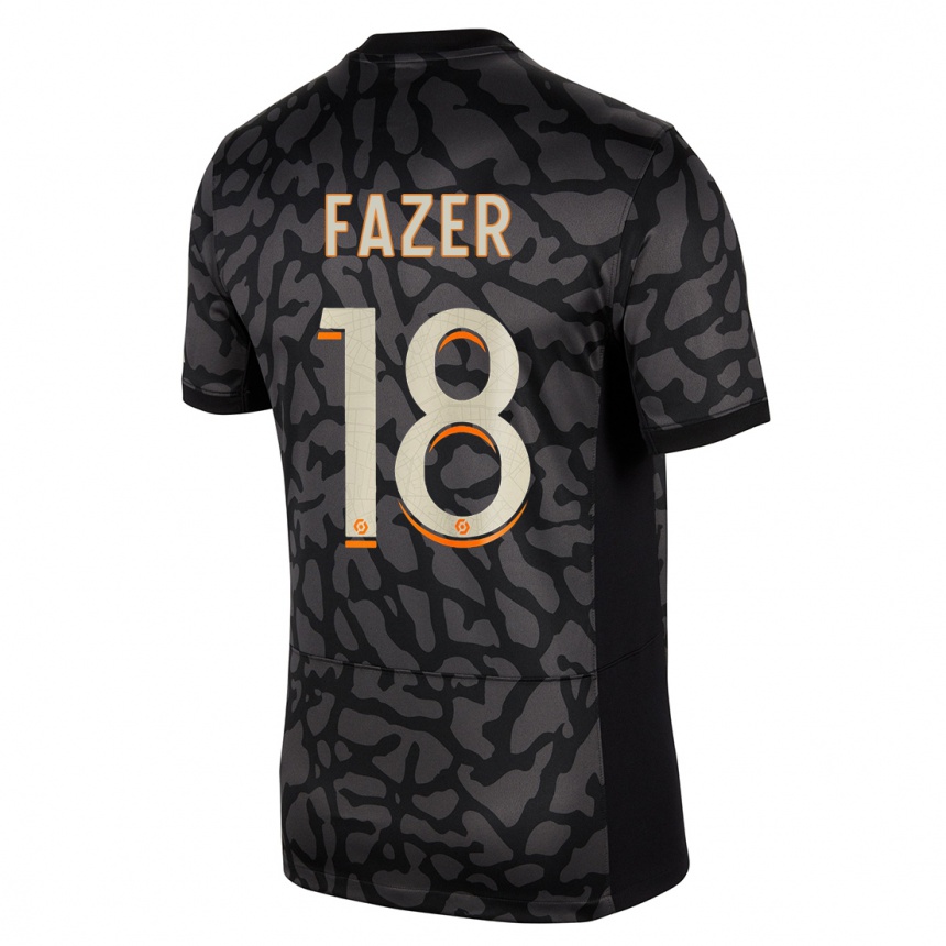 Kinder Fußball Laurina Fazer #18 Schwarz Ausweichtrikot Trikot 2023/24 T-Shirt Luxemburg