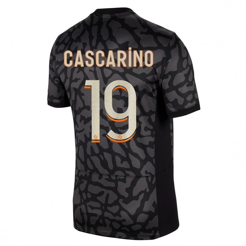 Kinder Fußball Estelle Cascarino #19 Schwarz Ausweichtrikot Trikot 2023/24 T-Shirt Luxemburg