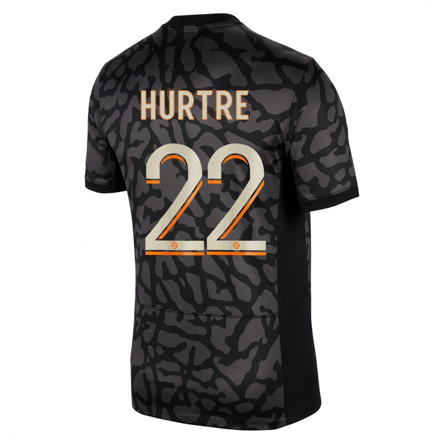 Kinder Fußball Oceane Hurtre #22 Schwarz Ausweichtrikot Trikot 2023/24 T-Shirt Luxemburg