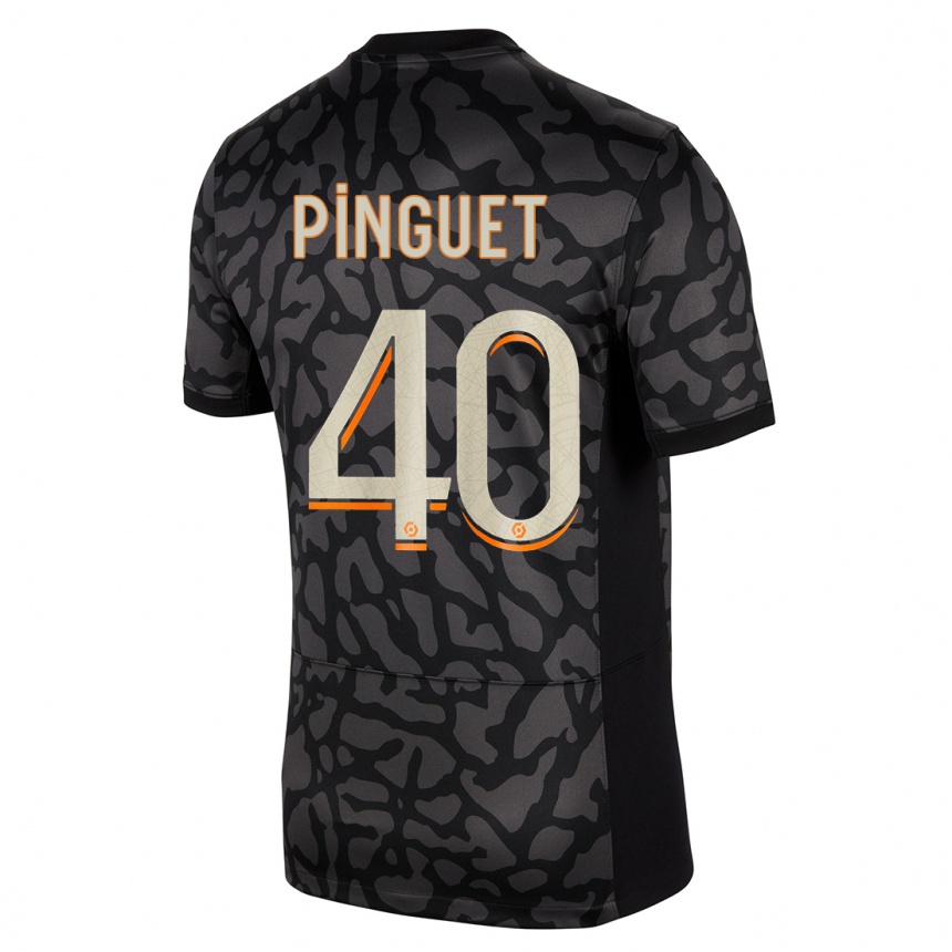 Kinder Fußball Alice Pinguet #40 Schwarz Ausweichtrikot Trikot 2023/24 T-Shirt Luxemburg