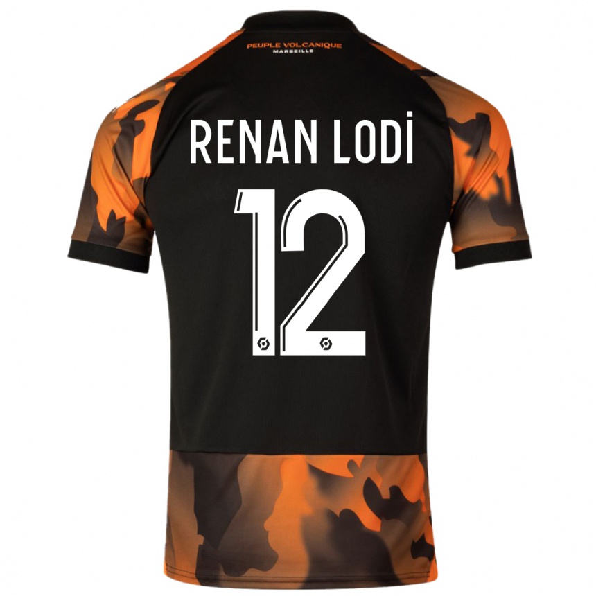 Kinder Fußball Renan Lodi #12 Schwarzorange Ausweichtrikot Trikot 2023/24 T-Shirt Luxemburg