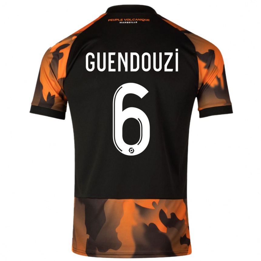 Kinder Fußball Matteo Guendouzi #6 Schwarzorange Ausweichtrikot Trikot 2023/24 T-Shirt Luxemburg