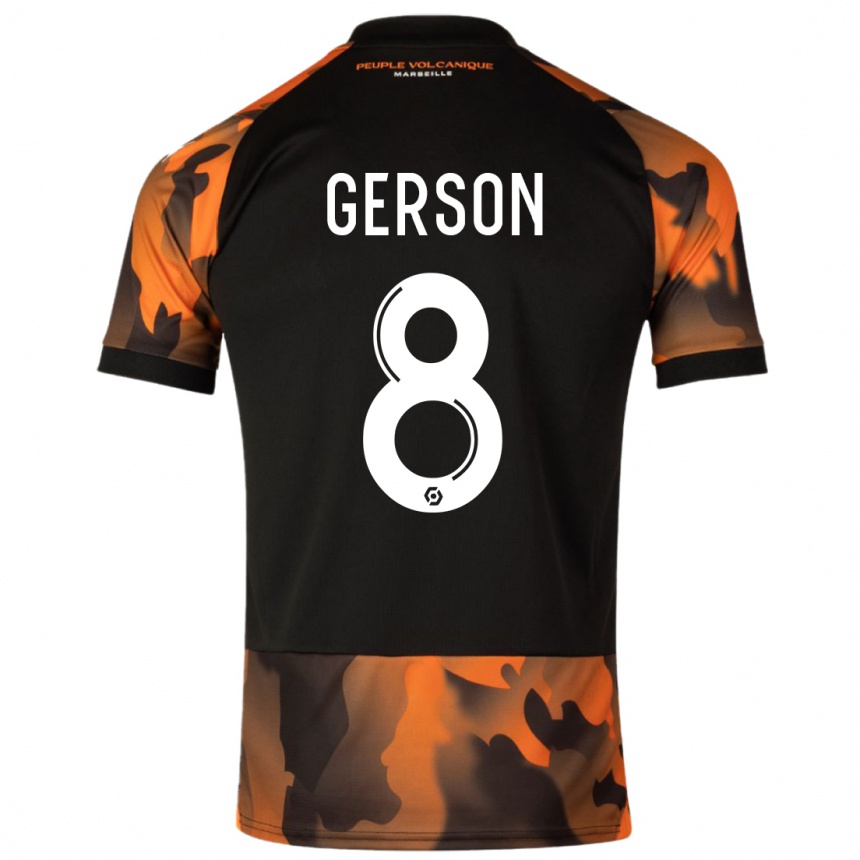 Kinder Fußball Gerson #8 Schwarzorange Ausweichtrikot Trikot 2023/24 T-Shirt Luxemburg