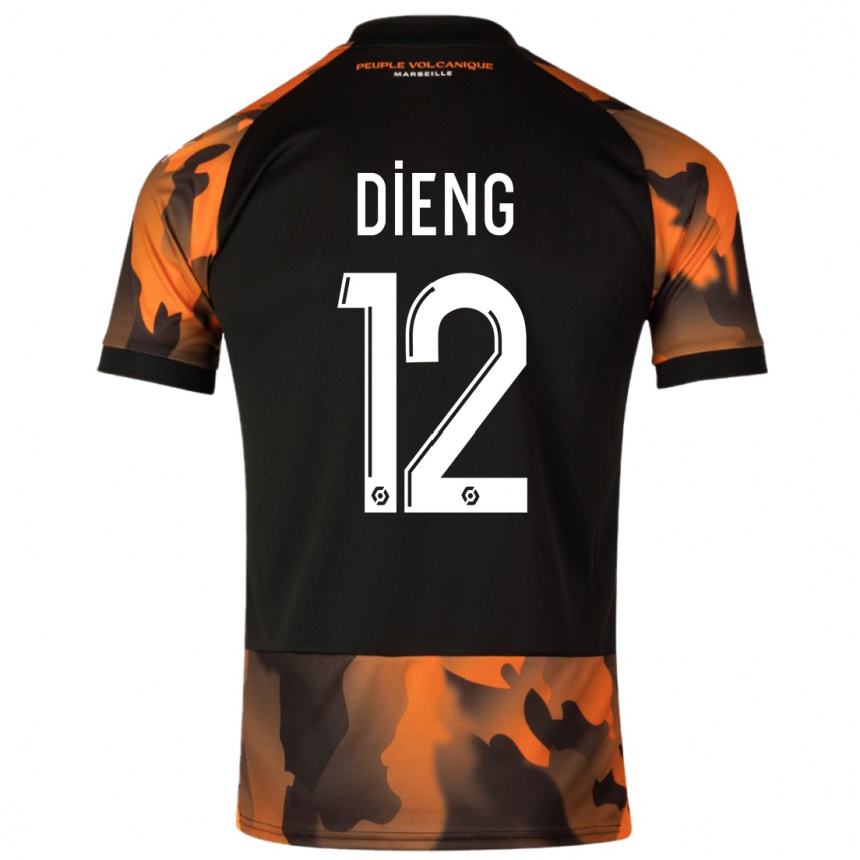 Kinder Fußball Bamba Dieng #12 Schwarzorange Ausweichtrikot Trikot 2023/24 T-Shirt Luxemburg