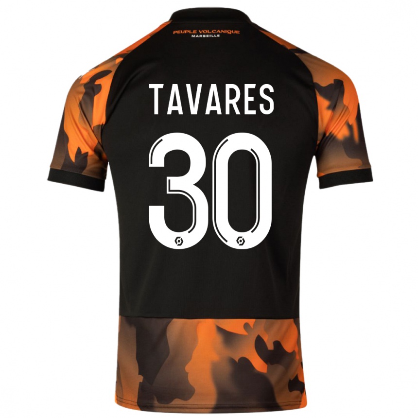 Kinder Fußball Nuno Tavares #30 Schwarzorange Ausweichtrikot Trikot 2023/24 T-Shirt Luxemburg