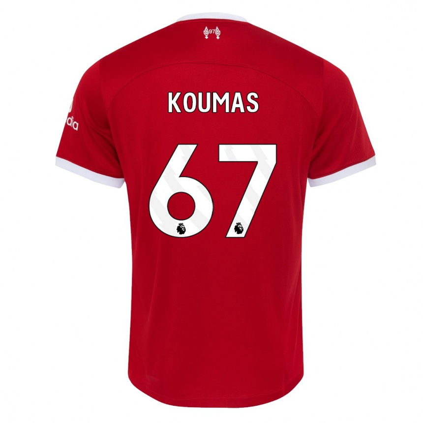 Herren Fußball Lewis Koumas #67 Rot Heimtrikot Trikot 2023/24 T-Shirt Luxemburg