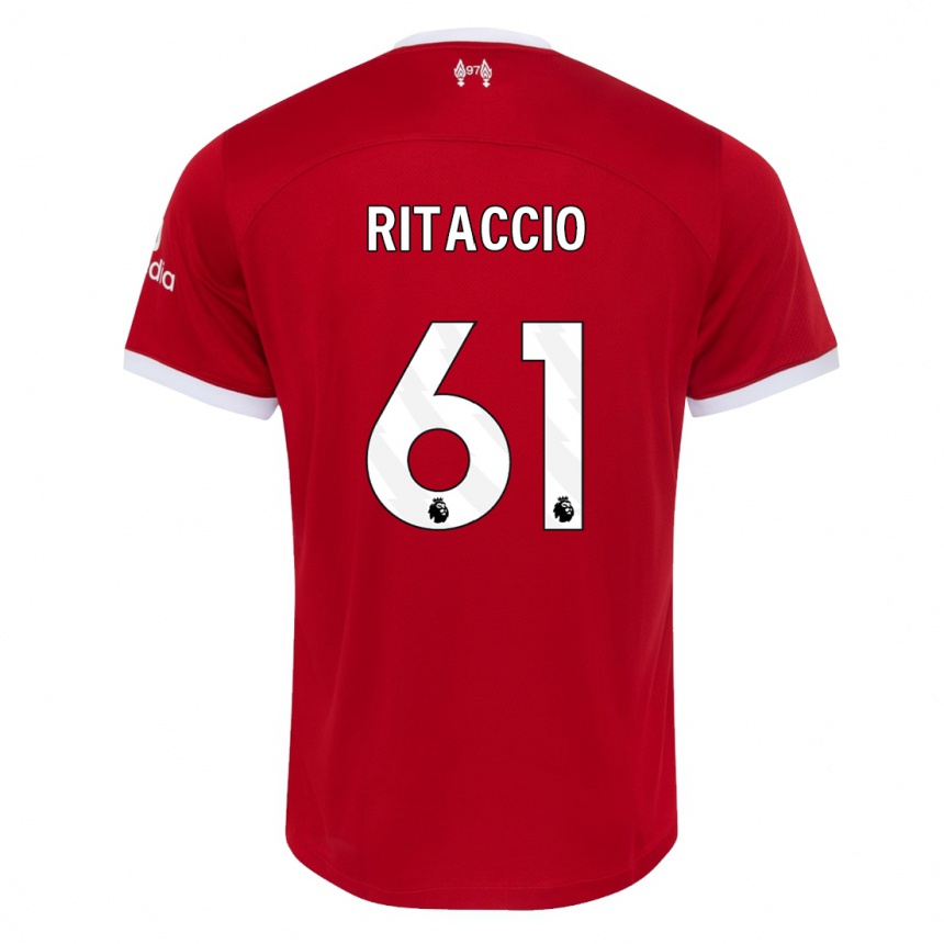 Herren Fußball Matteo Ritaccio #61 Rot Heimtrikot Trikot 2023/24 T-Shirt Luxemburg