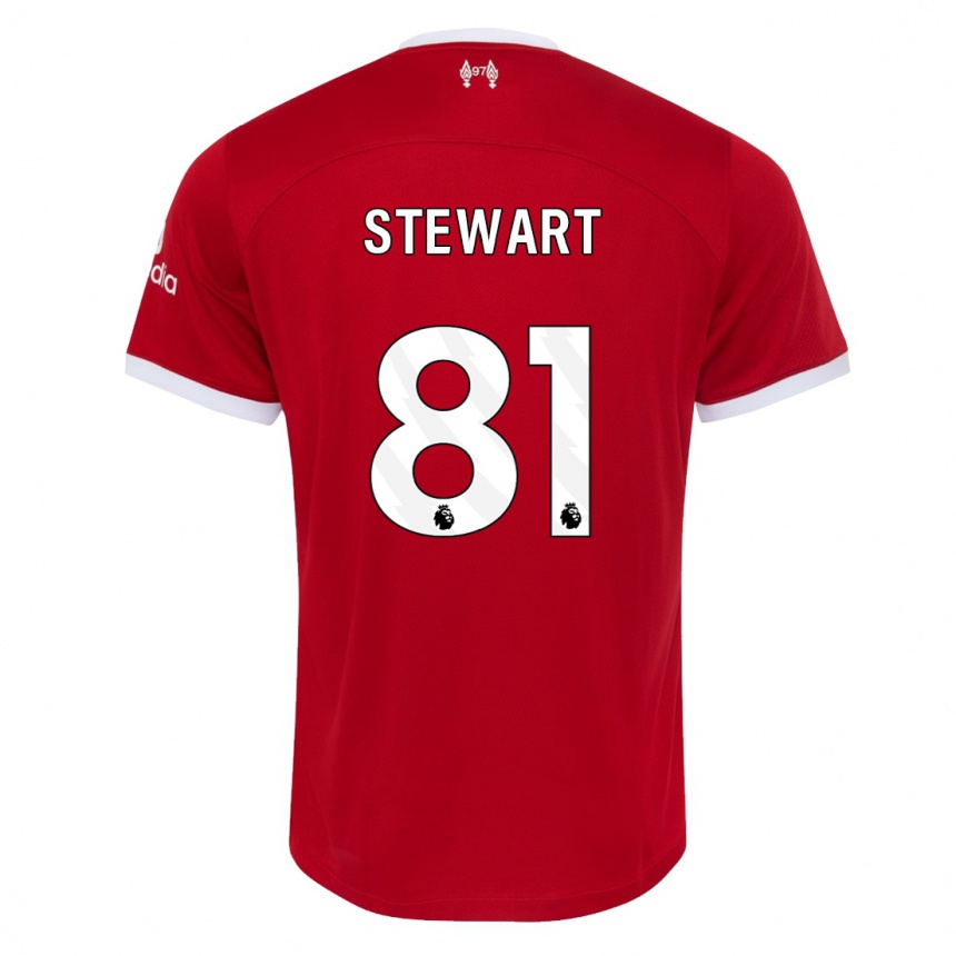 Herren Fußball Layton Stewart #81 Rot Heimtrikot Trikot 2023/24 T-Shirt Luxemburg