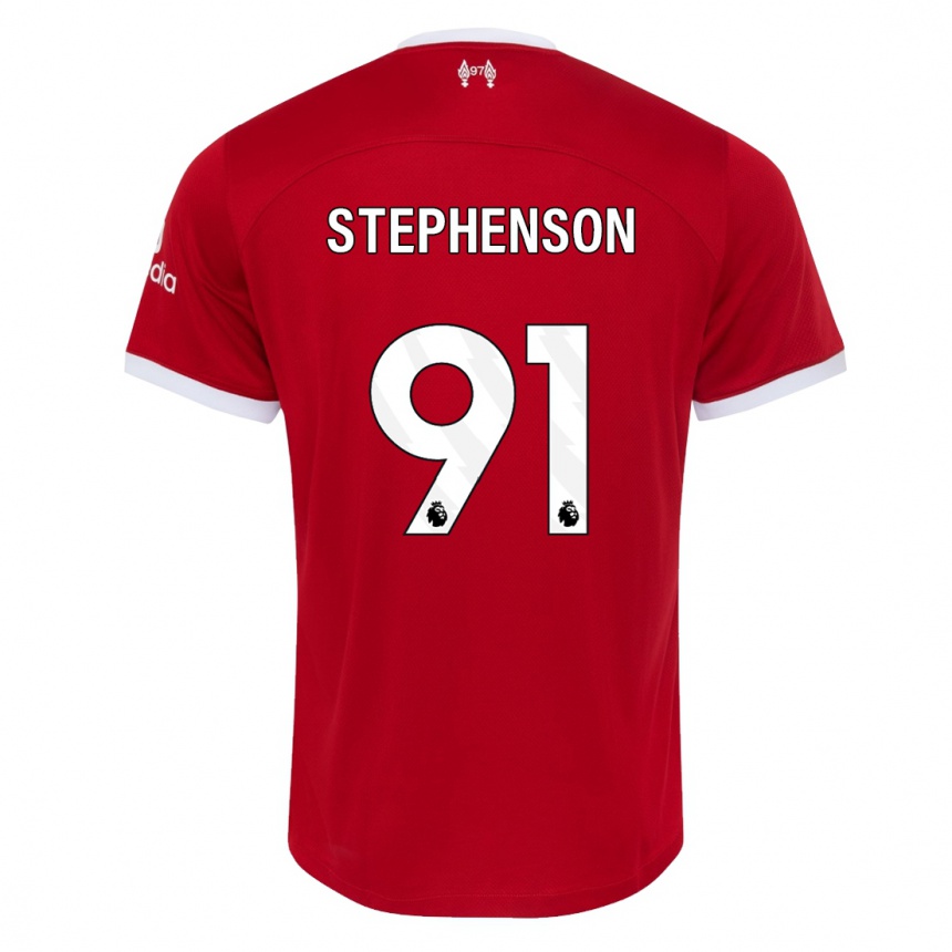 Herren Fußball Luca Stephenson #91 Rot Heimtrikot Trikot 2023/24 T-Shirt Luxemburg