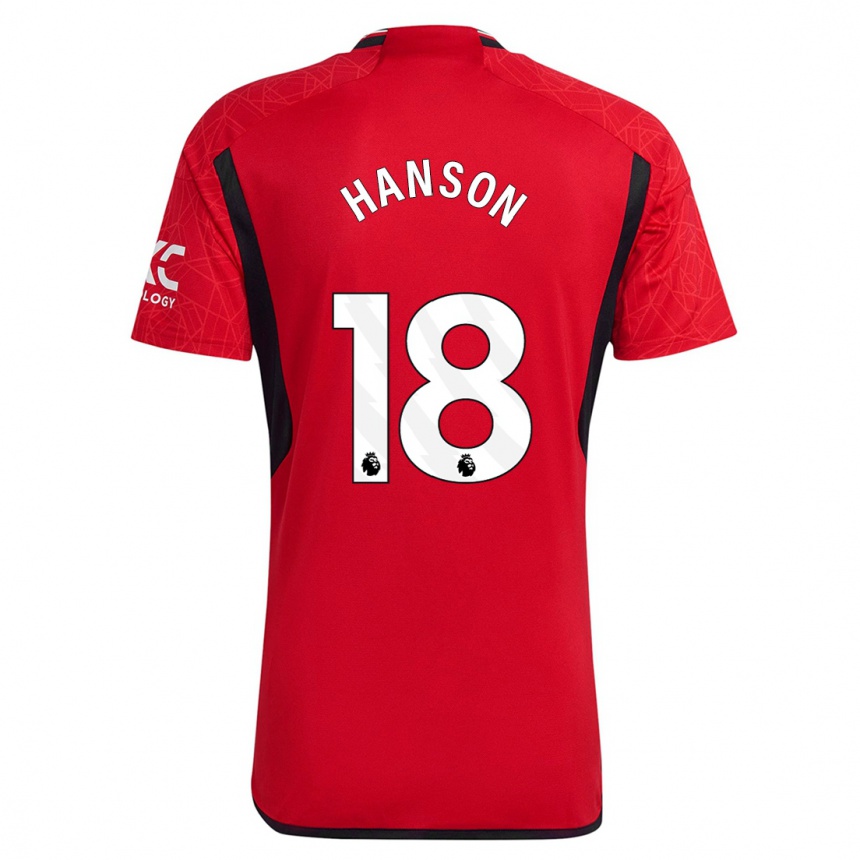 Herren Fußball Kirsty Hanson #18 Rot Heimtrikot Trikot 2023/24 T-Shirt Luxemburg