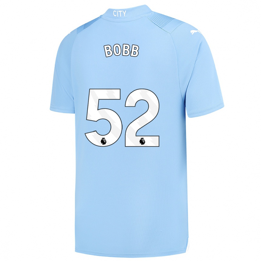 Herren Fußball Oscar Bobb #52 Hellblau Heimtrikot Trikot 2023/24 T-Shirt Luxemburg