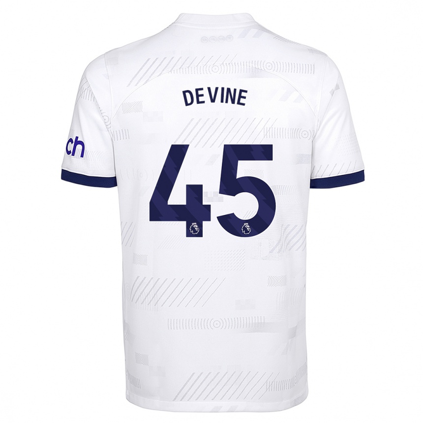 Herren Fußball Alfie Devine #45 Weiß Heimtrikot Trikot 2023/24 T-Shirt Luxemburg