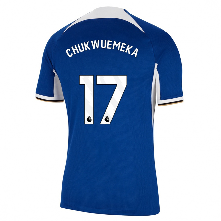 Herren Fußball Carney Chukwuemeka #17 Blau Heimtrikot Trikot 2023/24 T-Shirt Luxemburg
