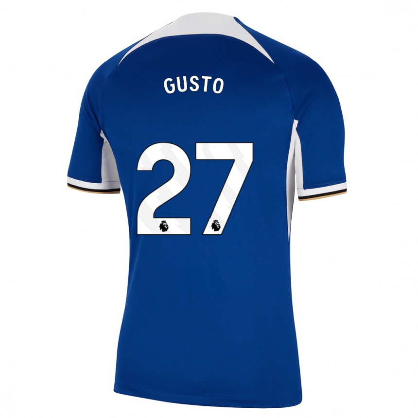 Herren Fußball Malo Gusto #27 Blau Heimtrikot Trikot 2023/24 T-Shirt Luxemburg