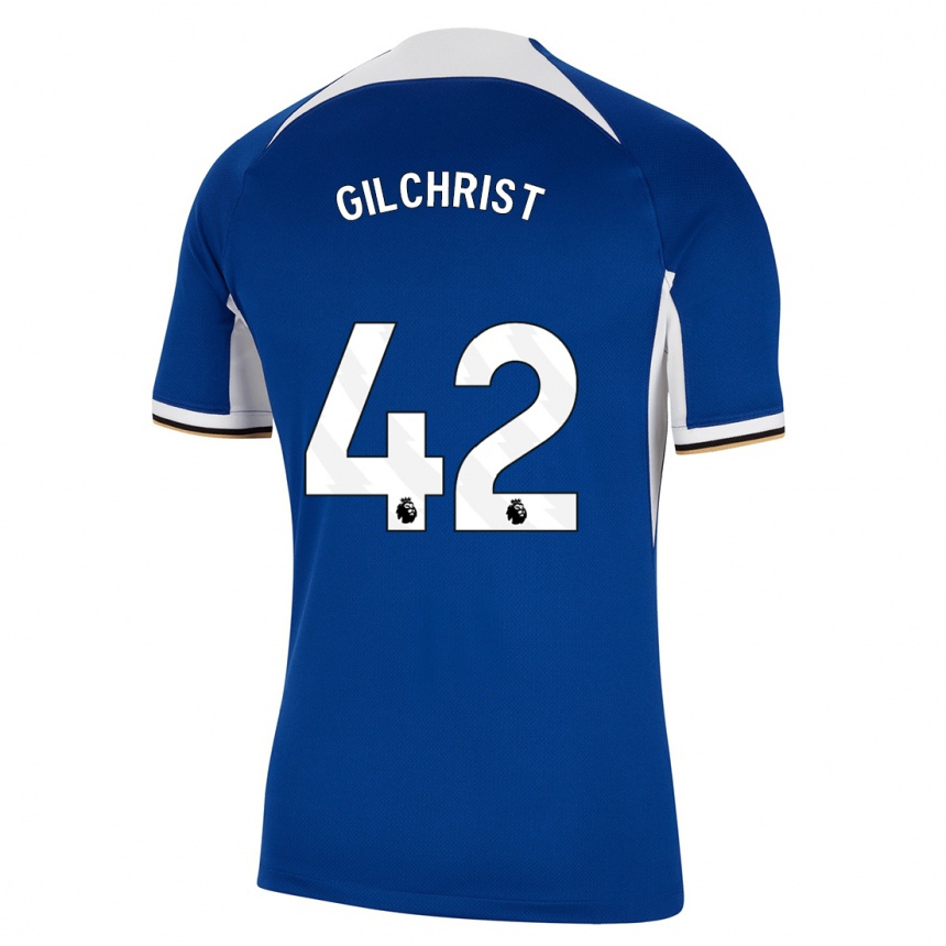 Herren Fußball Alfie Gilchrist #42 Blau Heimtrikot Trikot 2023/24 T-Shirt Luxemburg