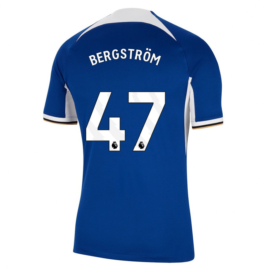 Herren Fußball Lucas Bergström #47 Blau Heimtrikot Trikot 2023/24 T-Shirt Luxemburg