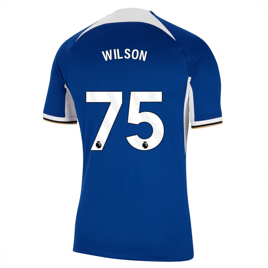 Herren Fußball Kaiden Wilson #75 Blau Heimtrikot Trikot 2023/24 T-Shirt Luxemburg