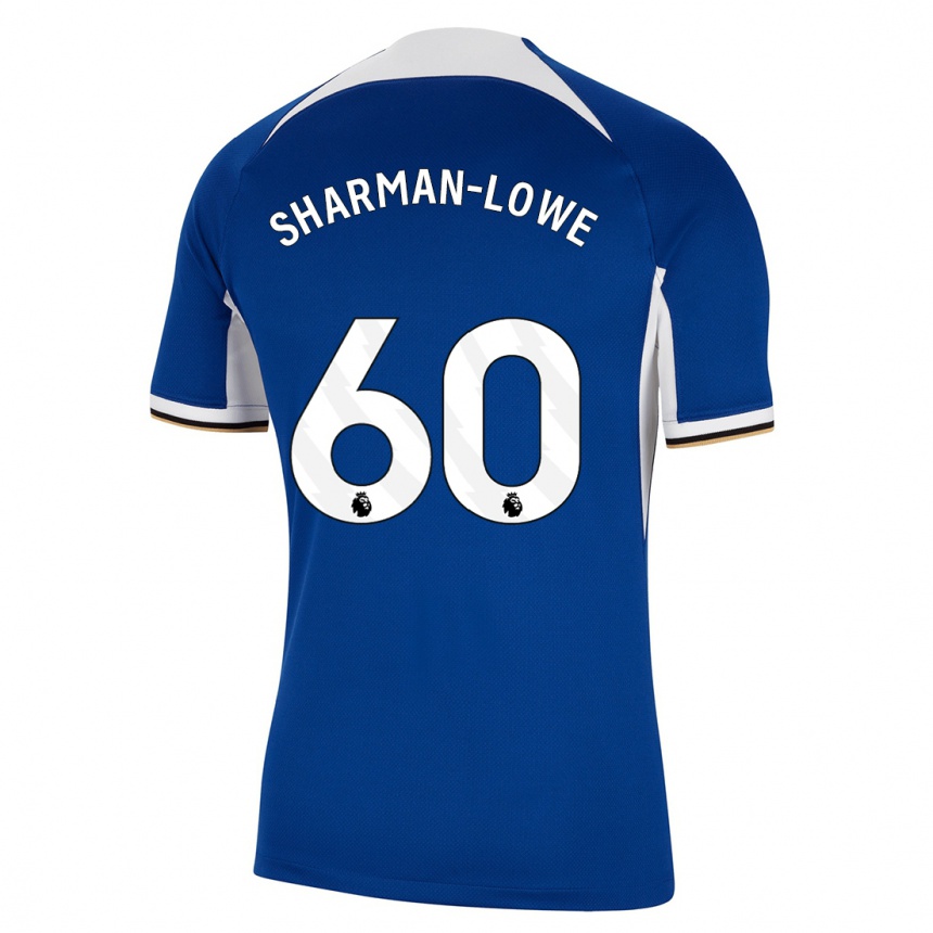 Herren Fußball Teddy Sharman-Lowe #60 Blau Heimtrikot Trikot 2023/24 T-Shirt Luxemburg