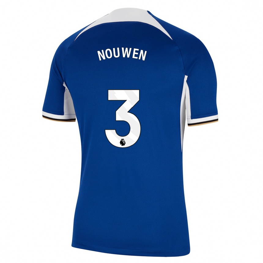 Herren Fußball Aniek Nouwen #3 Blau Heimtrikot Trikot 2023/24 T-Shirt Luxemburg