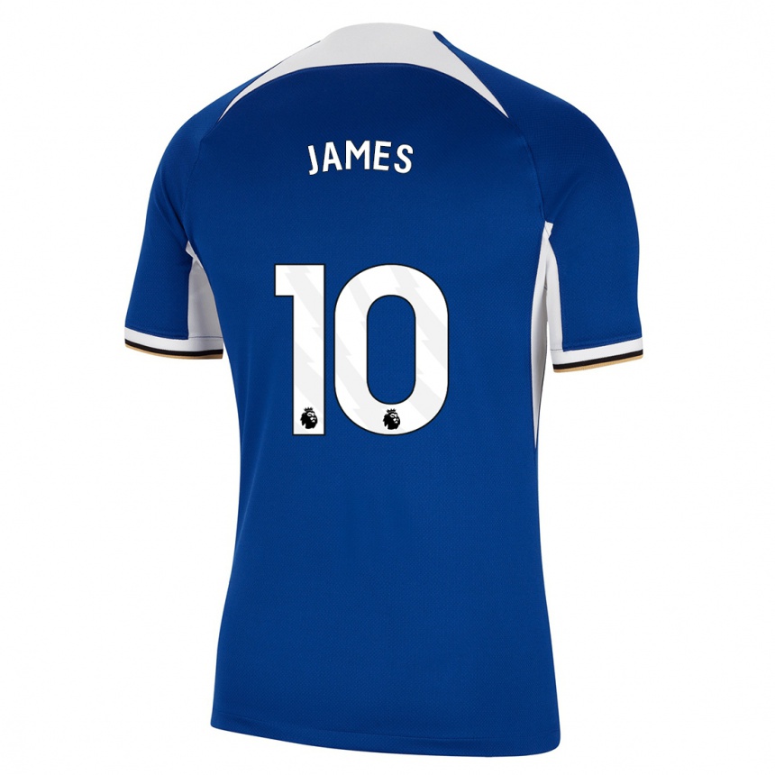 Herren Fußball Lauren James #10 Blau Heimtrikot Trikot 2023/24 T-Shirt Luxemburg