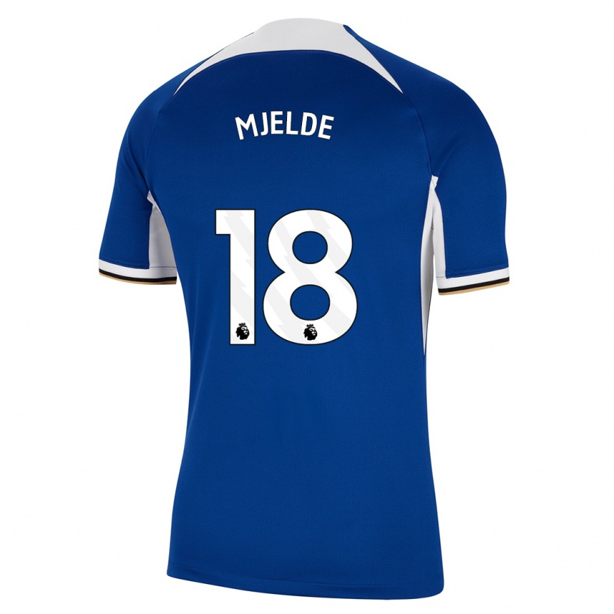 Herren Fußball Maren Mjelde #18 Blau Heimtrikot Trikot 2023/24 T-Shirt Luxemburg