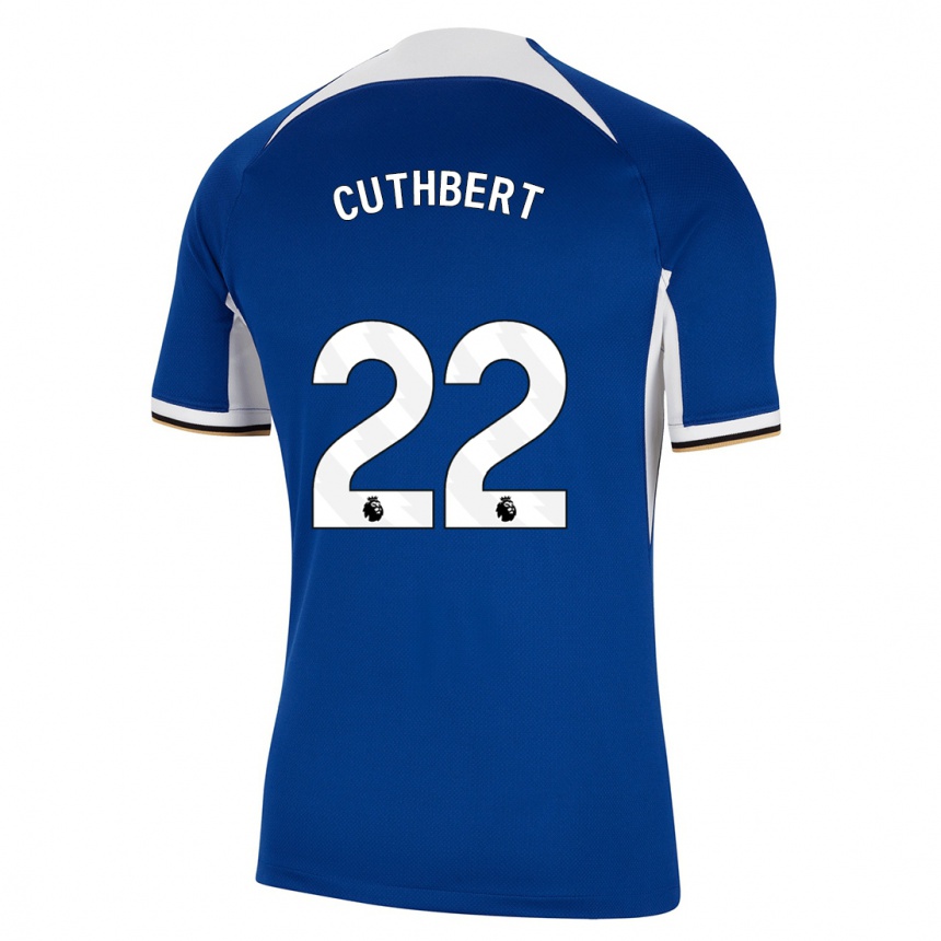Herren Fußball Erin Cuthbert #22 Blau Heimtrikot Trikot 2023/24 T-Shirt Luxemburg