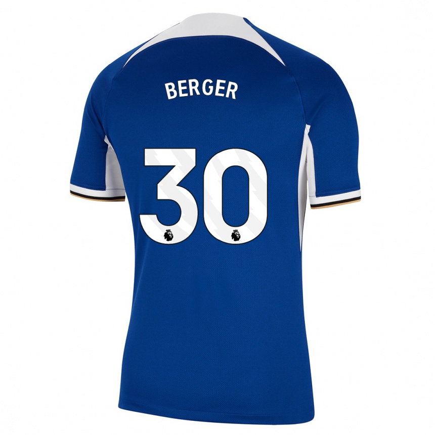 Herren Fußball Ann-Katrin Berger #30 Blau Heimtrikot Trikot 2023/24 T-Shirt Luxemburg