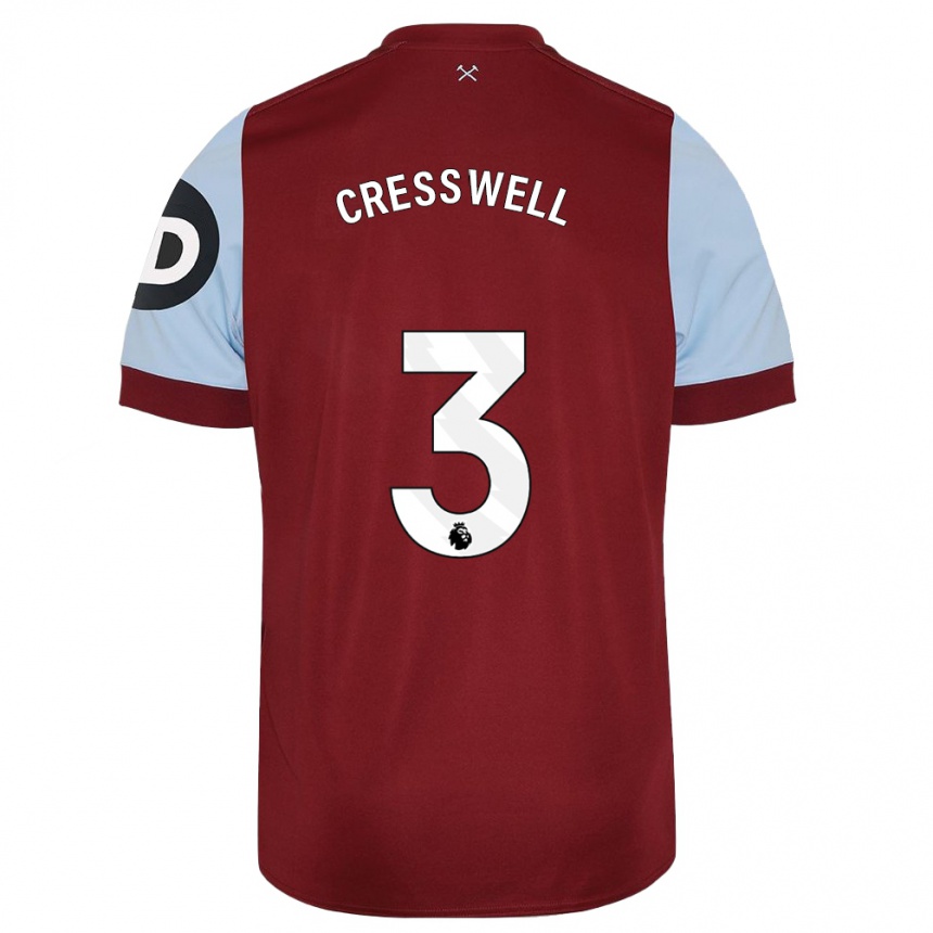 Herren Fußball Aaron Cresswell #3 Kastanienbraun Heimtrikot Trikot 2023/24 T-Shirt Luxemburg