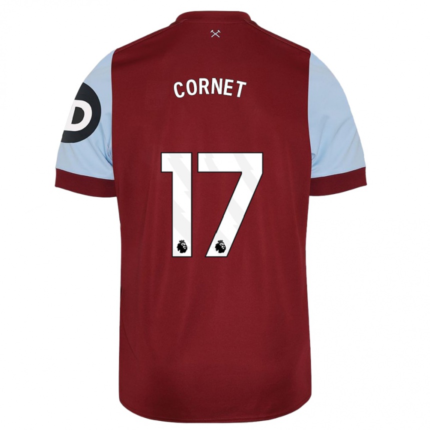 Herren Fußball Maxwel Cornet #17 Kastanienbraun Heimtrikot Trikot 2023/24 T-Shirt Luxemburg