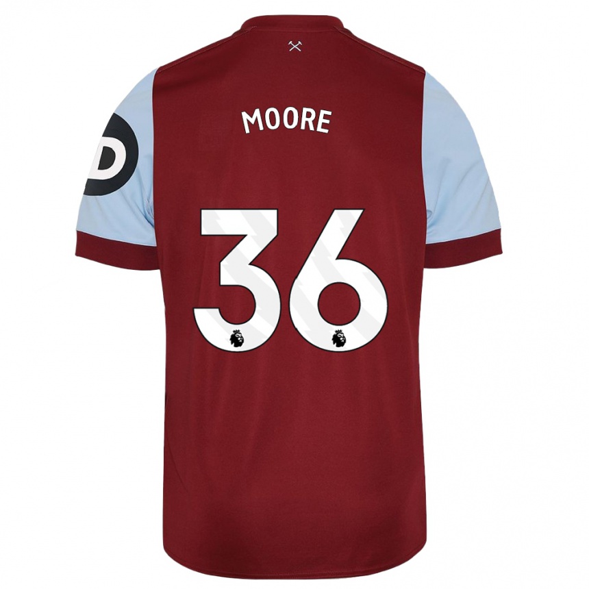 Herren Fußball Sean Moore #36 Kastanienbraun Heimtrikot Trikot 2023/24 T-Shirt Luxemburg