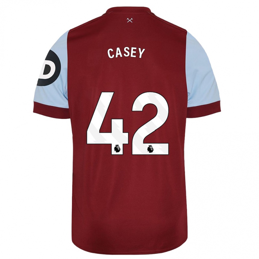 Herren Fußball Kaelan Casey #42 Kastanienbraun Heimtrikot Trikot 2023/24 T-Shirt Luxemburg