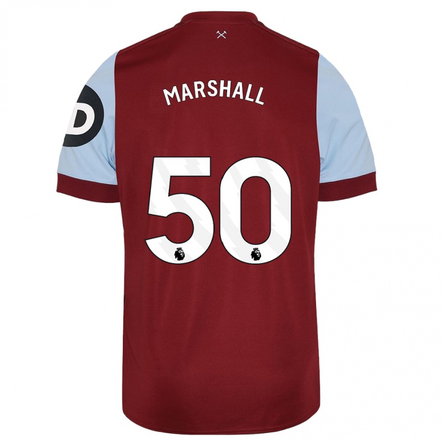 Herren Fußball Callum Marshall #50 Kastanienbraun Heimtrikot Trikot 2023/24 T-Shirt Luxemburg