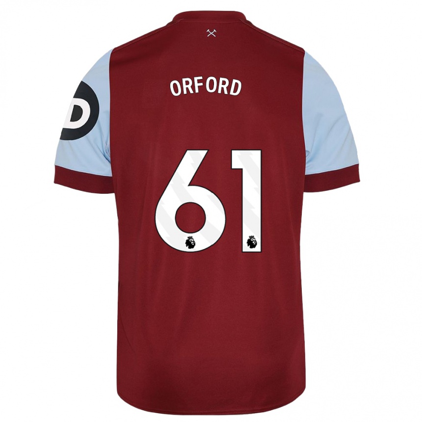 Herren Fußball Lewis Orford #61 Kastanienbraun Heimtrikot Trikot 2023/24 T-Shirt Luxemburg