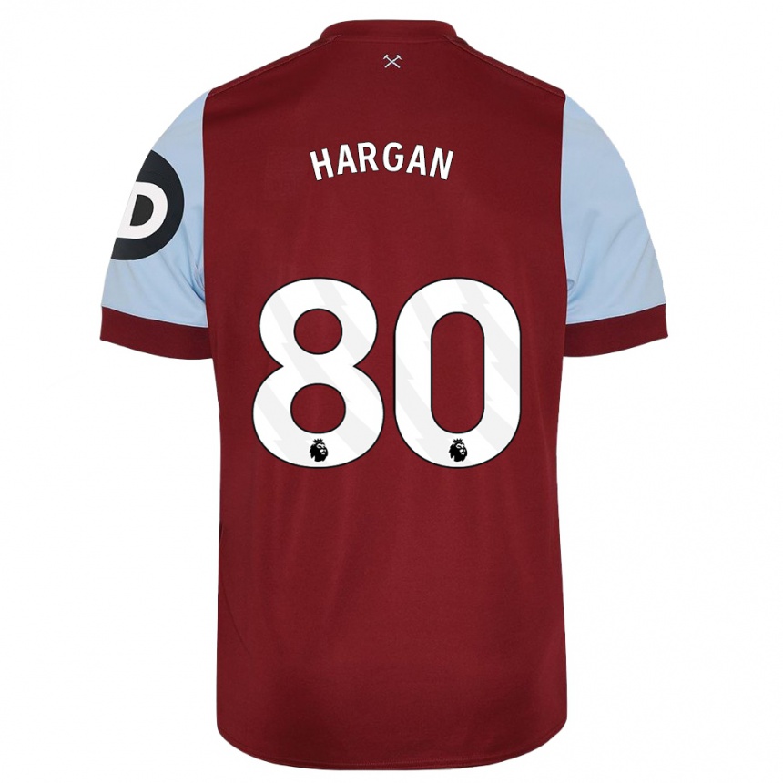 Herren Fußball Riley Hargan #80 Kastanienbraun Heimtrikot Trikot 2023/24 T-Shirt Luxemburg