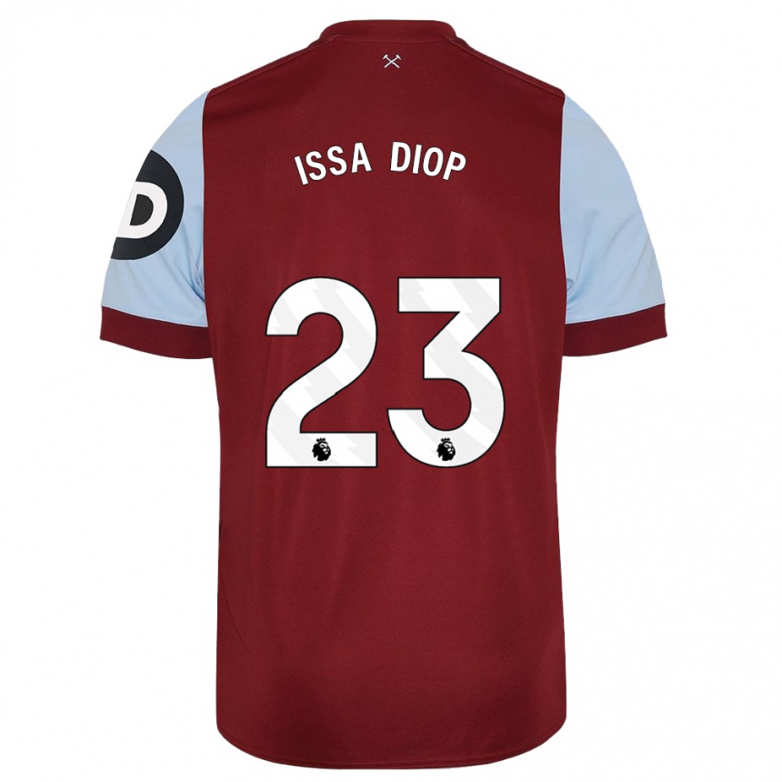 Herren Fußball Issa Diop #23 Kastanienbraun Heimtrikot Trikot 2023/24 T-Shirt Luxemburg