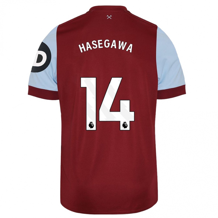 Herren Fußball Yui Hasegawa #14 Kastanienbraun Heimtrikot Trikot 2023/24 T-Shirt Luxemburg