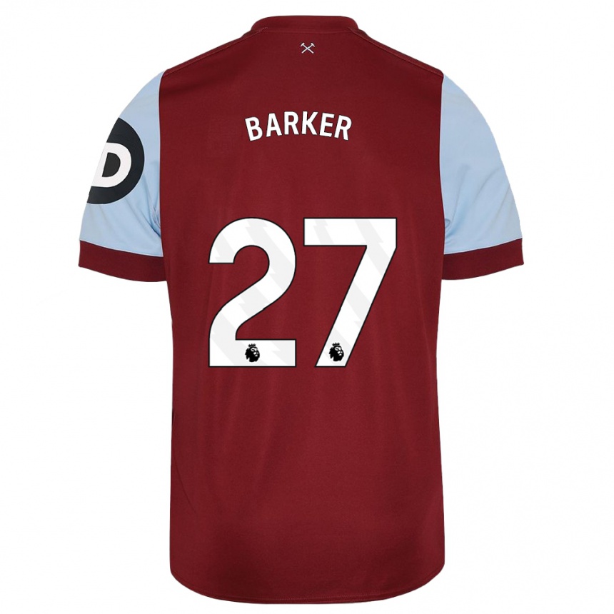 Herren Fußball Maisy Barker #27 Kastanienbraun Heimtrikot Trikot 2023/24 T-Shirt Luxemburg