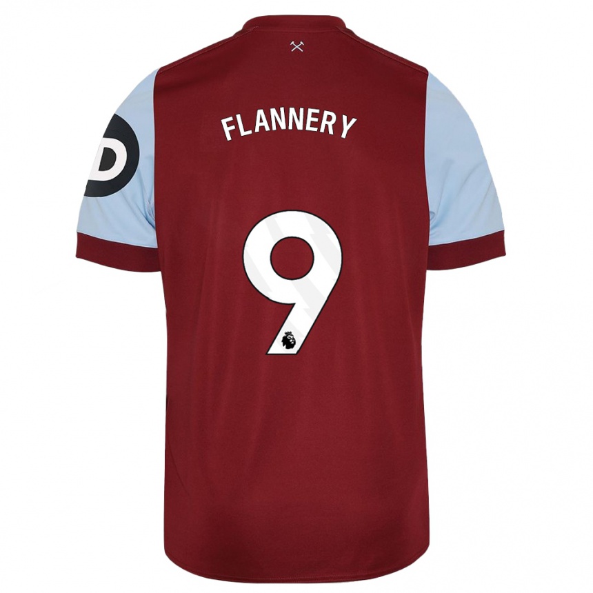 Herren Fußball Keira Flannery #9 Kastanienbraun Heimtrikot Trikot 2023/24 T-Shirt Luxemburg