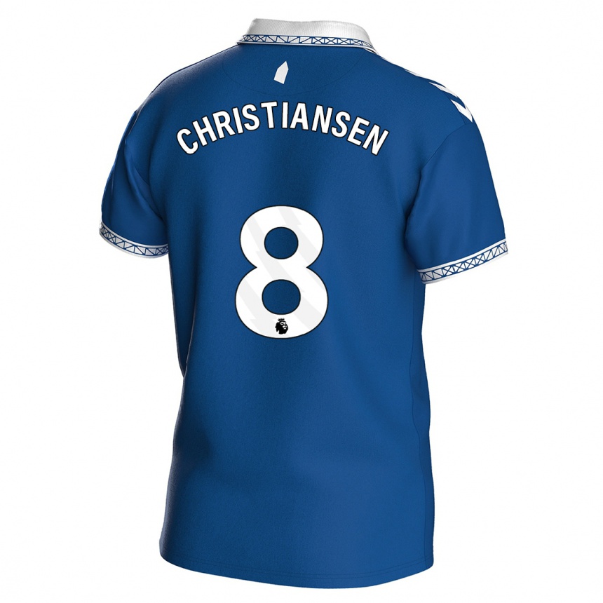 Herren Fußball Izzy Christiansen #8 Königsblau Heimtrikot Trikot 2023/24 T-Shirt Luxemburg