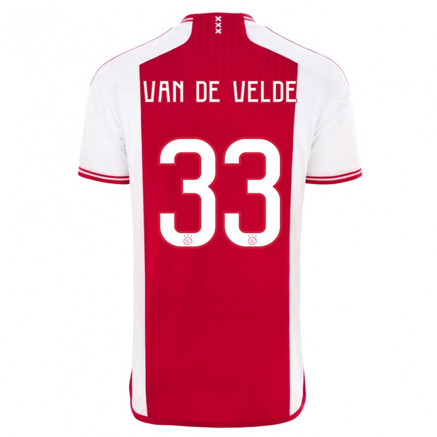 Herren Fußball Jonna Van De Velde #33 Rot-Weiss Heimtrikot Trikot 2023/24 T-Shirt Luxemburg
