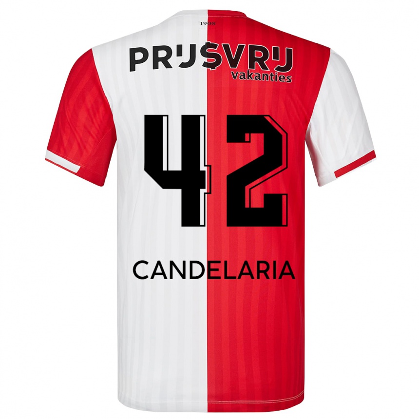 Herren Fußball Jayden Candelaria #42 Rot-Weiss Heimtrikot Trikot 2023/24 T-Shirt Luxemburg